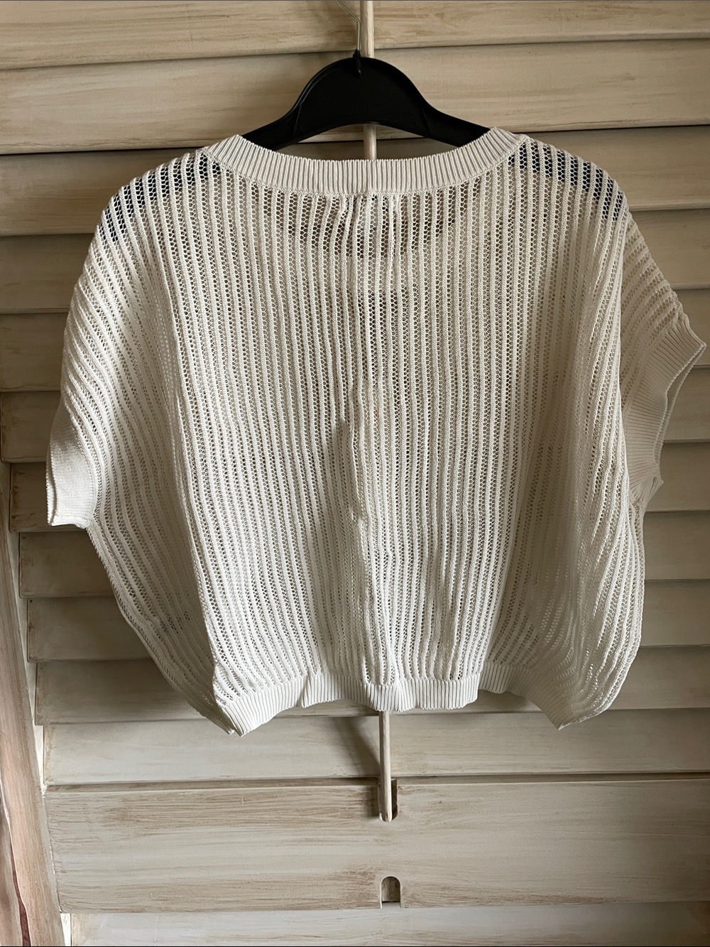 NWT Spanner - White Open-Knit Crop Top Sweater SzL - Picture 4 of 13